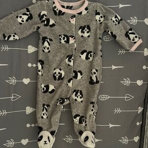 Cozy Gray Panda One-Piece Footed Pajamas - Kids